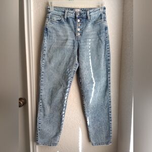 Women's SO exposed button fly high waisted mom jeans